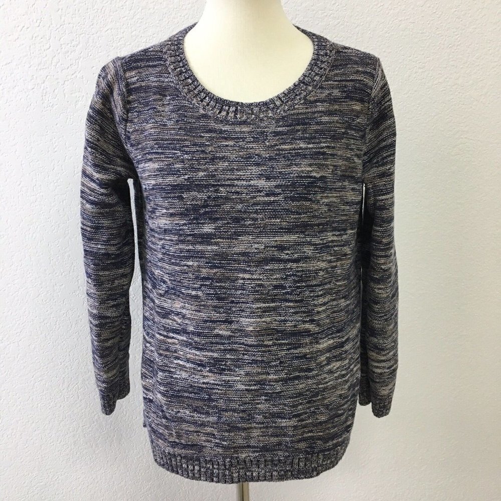 JEANNE PIERRE Womens Medium Sweater Tunic Blue Brown Gray Multi-Colored Cotton